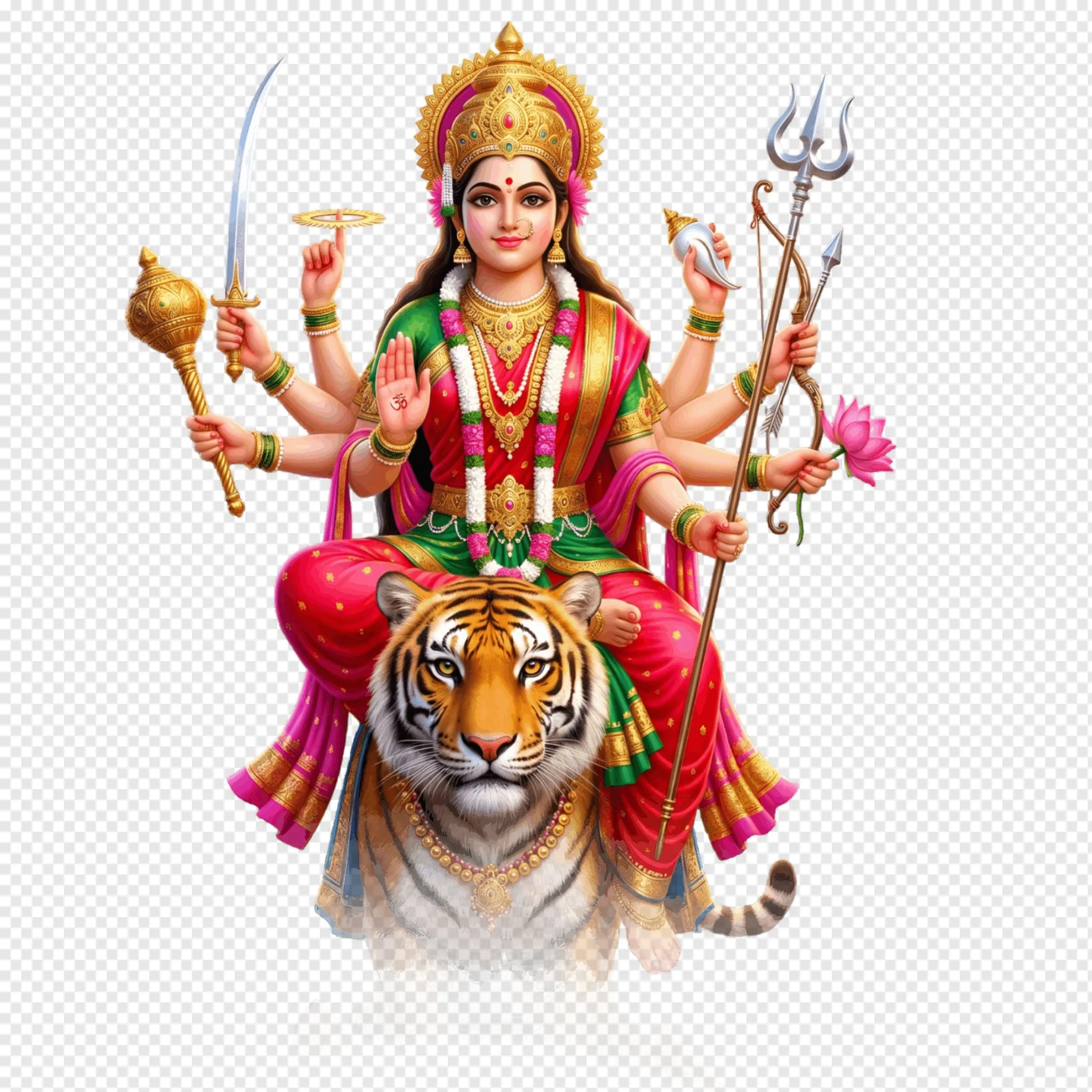 Goddess Durga Maa PNG | Maa Durga on Tiger Transparent Image