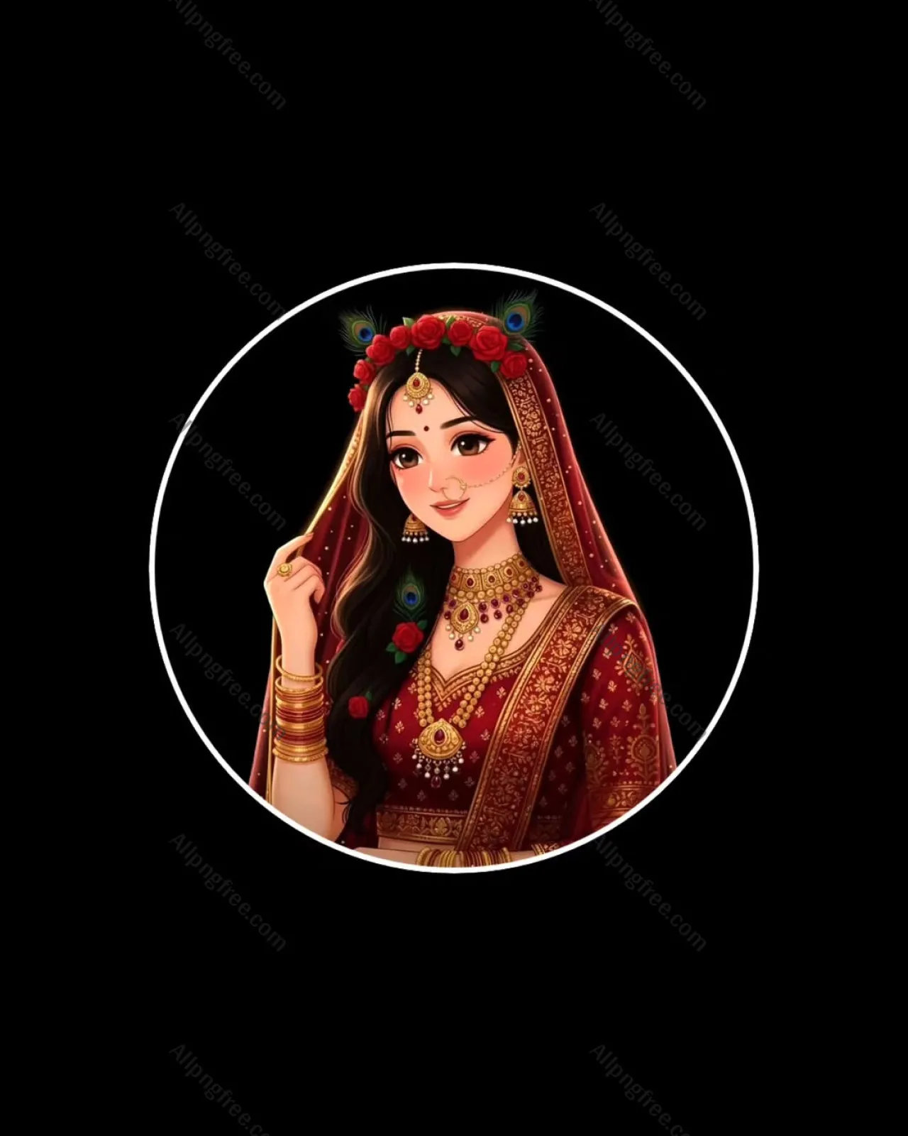 Indian Bridal Cartoon DP | Traditional Dulhan Profile Picture Download