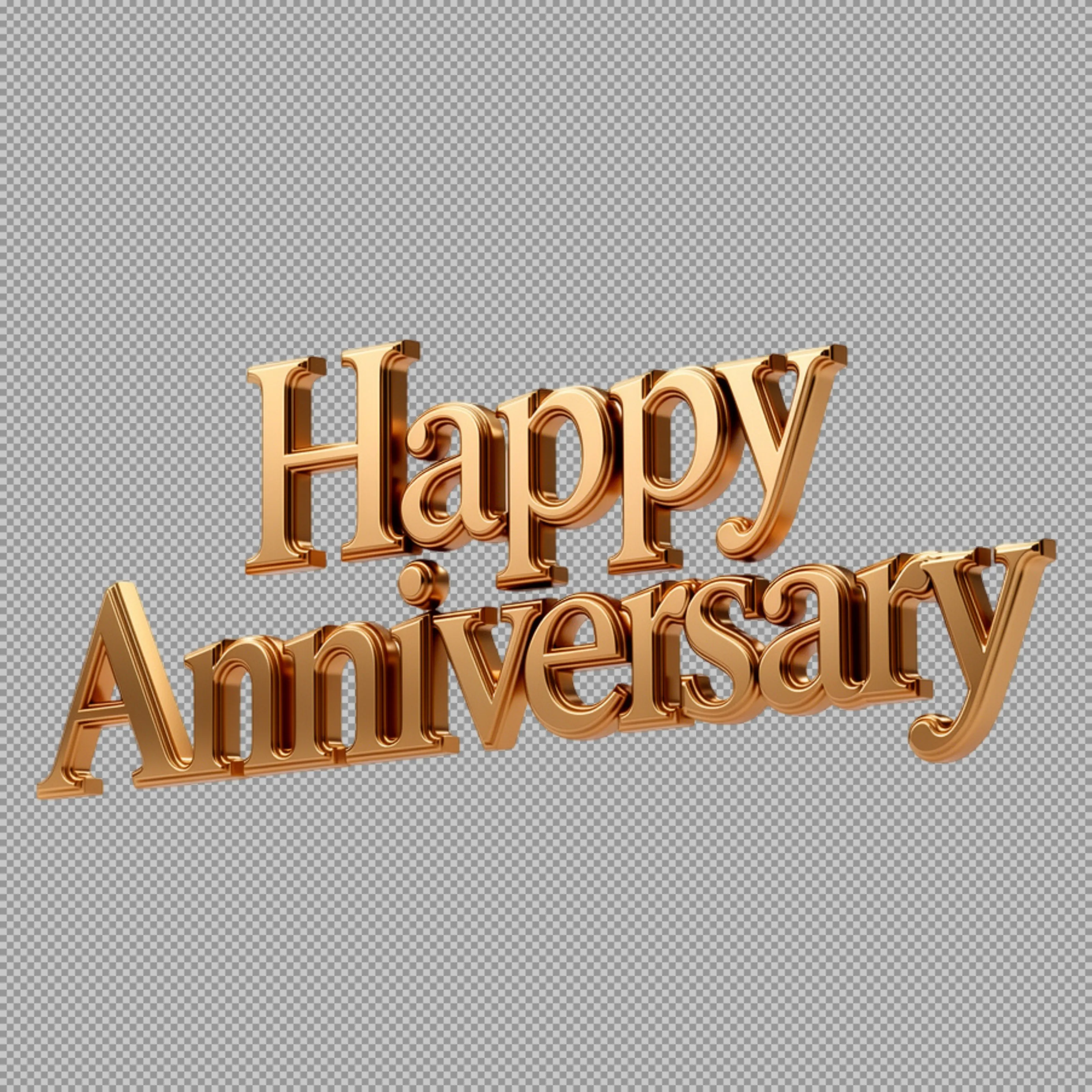 Happy Anniversary 3D Golden Text PNG | Free Download Transparent Image