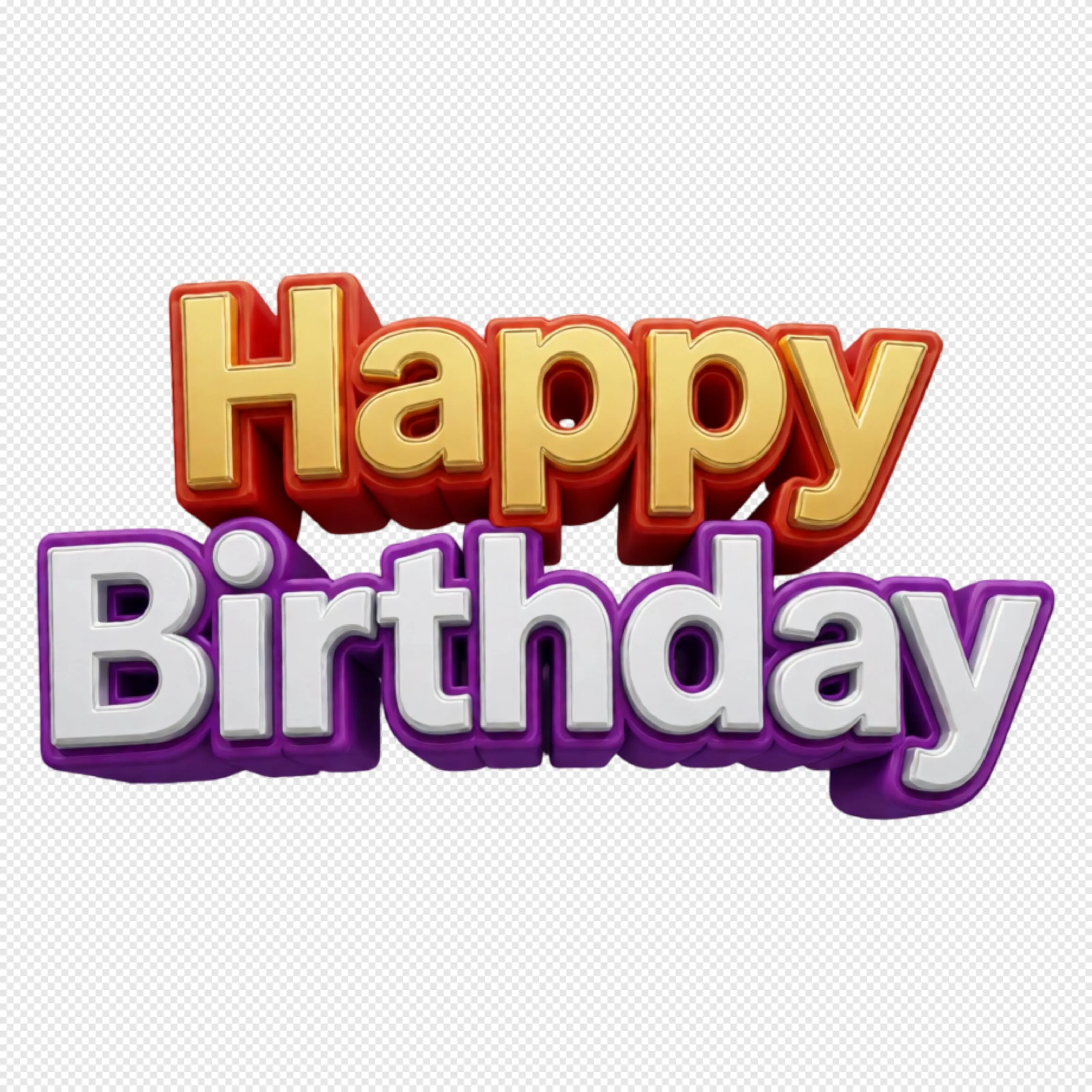Happy Birthday 3D Colorful Text PNG | Free Transparent Download