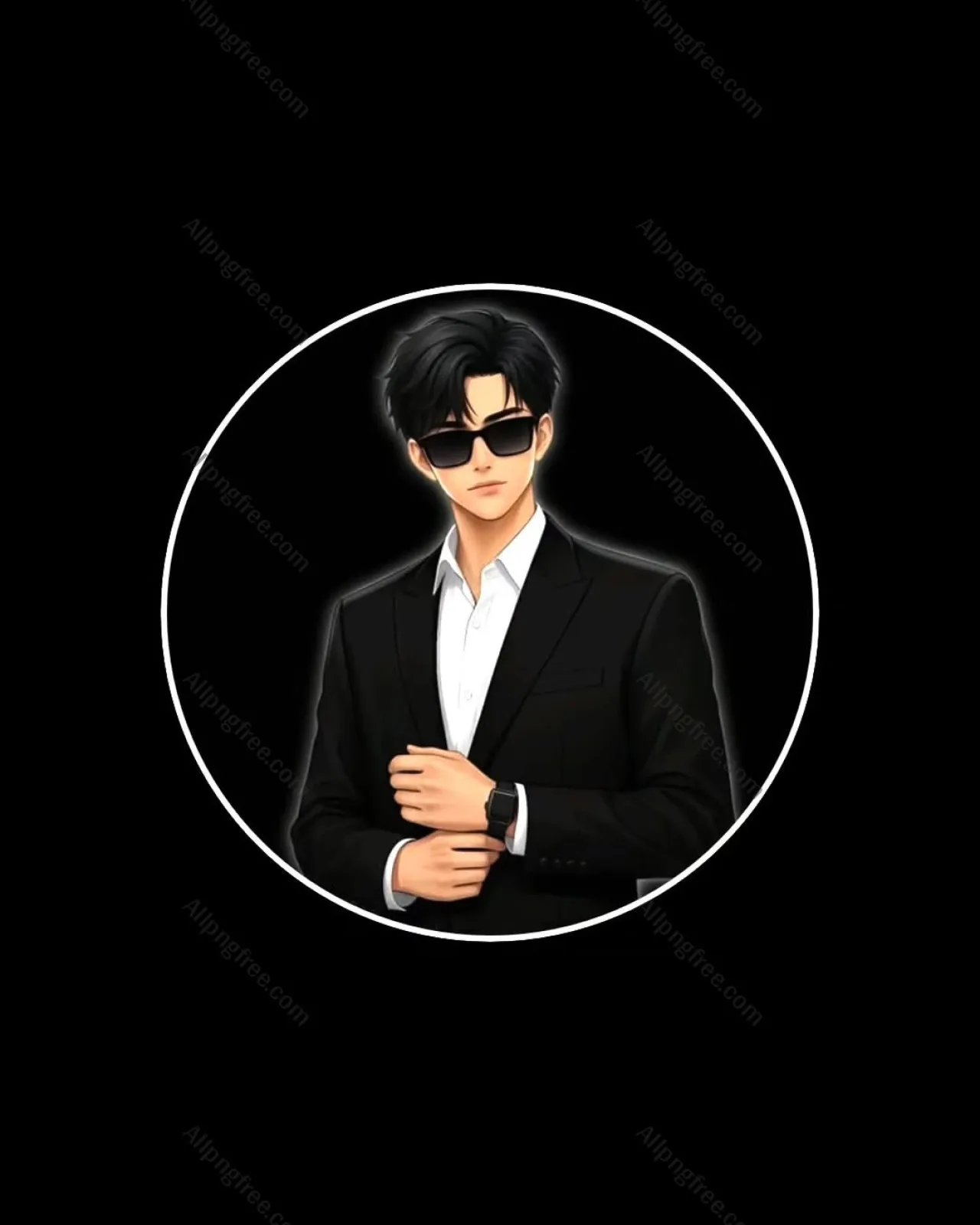 Stylish Anime Boy in Black Suit DP | Cool Attitude Profile Picture PNG
