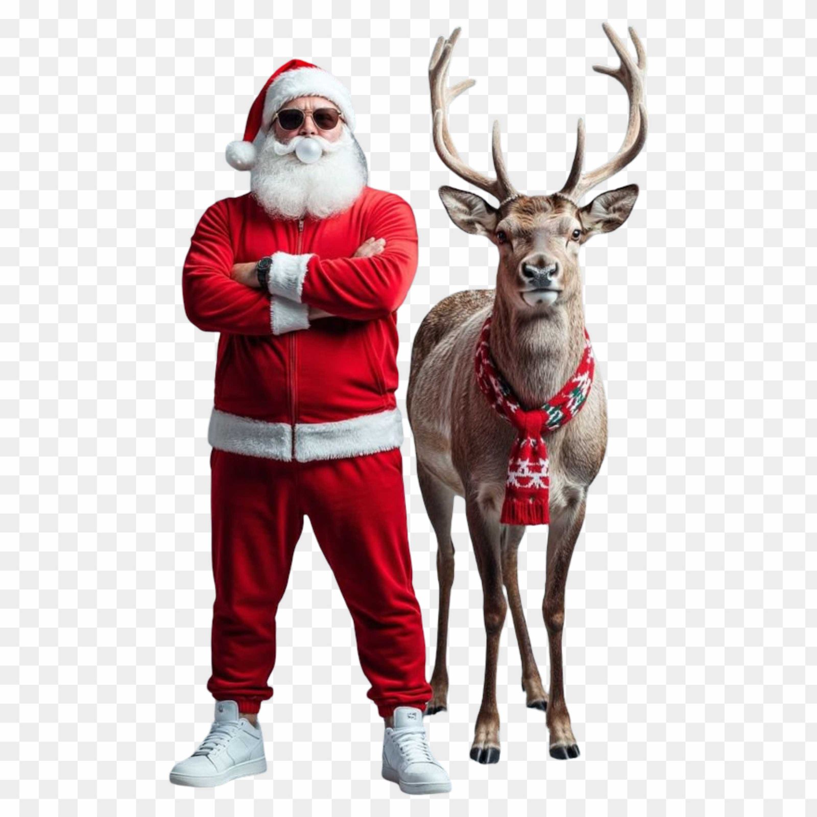 Cool Santa and Reindeer PNG | Modern Christmas Graphic