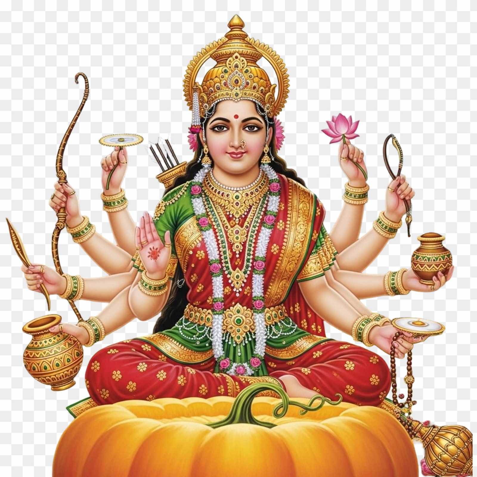 Goddess Kushmanda PNG Image | Fourth Navratri Devi Art
