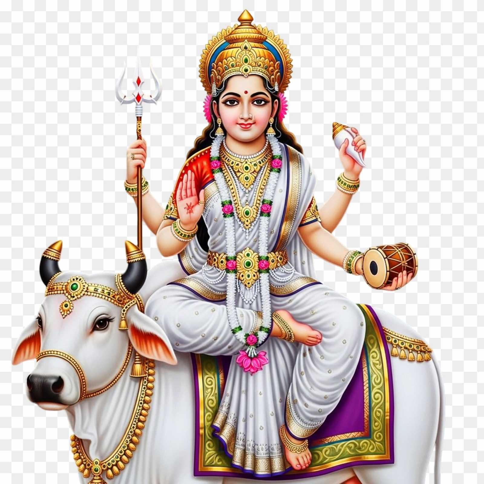 Goddess Mahagauri PNG HD Image | Navadurga Devi Photo