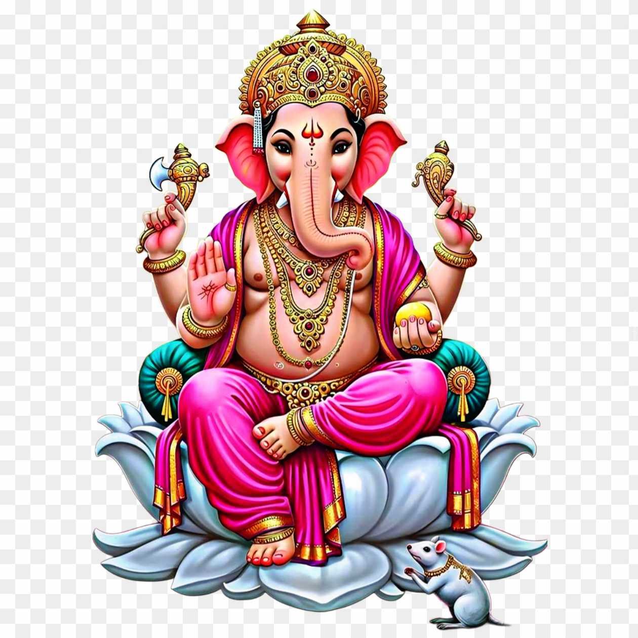 High-Quality Lord Ganesha PNG on Lotus | Free Download