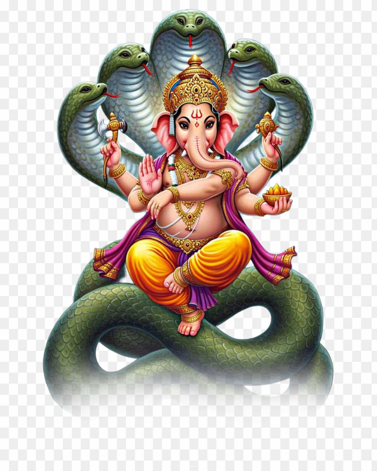 Lord Ganesha on Snake (Naga) PNG | Free Download