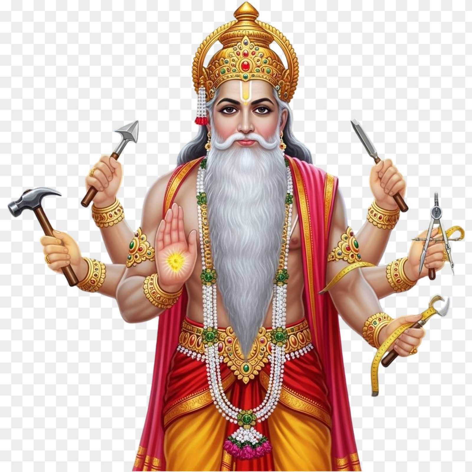 Lord Vishwakarma PNG with Tools | Divine Architect HD Image