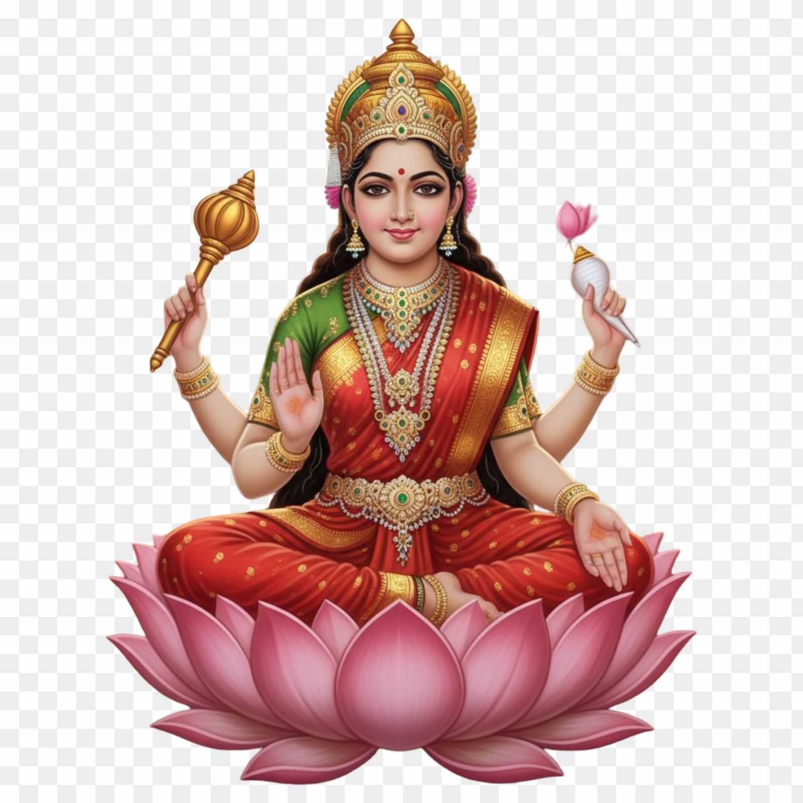 Maa Siddhidatri PNG on Lotus | Free HD Image for Navratri