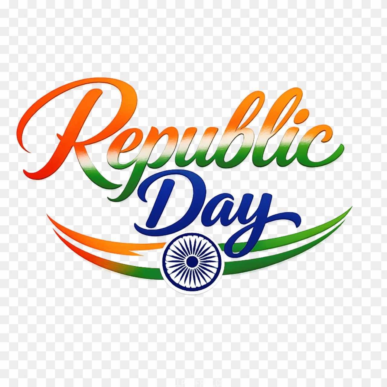 Republic Day India PNG | Tricolor Typography with Ashoka Chakra Design