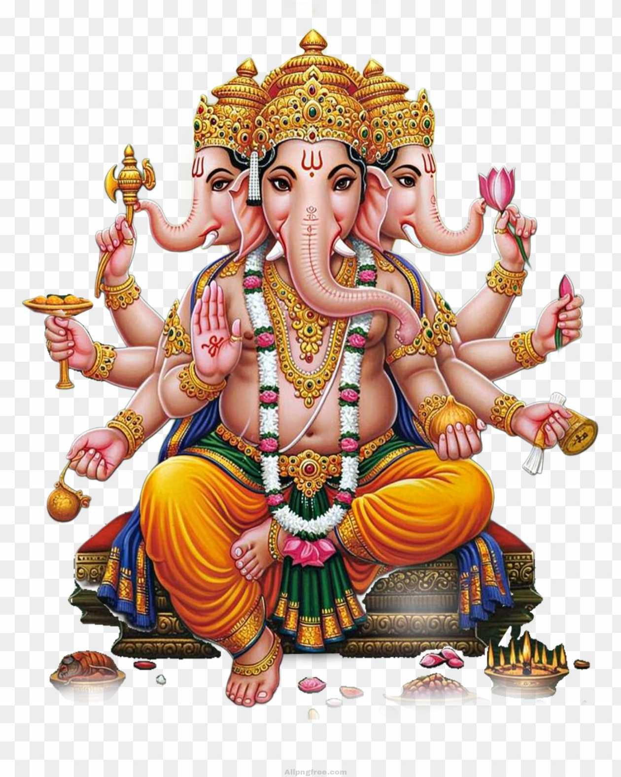 Three-Headed Ganesha (Trimukha Ganapati) PNG Image Free Download